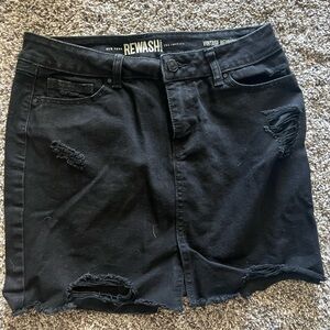 Rewash Charcoal Distressed Denim Skirt